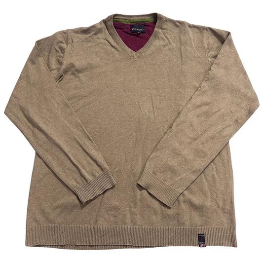 Redwood® Camel Cotton V-Neck Sweater-XL
