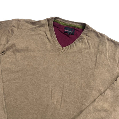 Redwood® Camel Cotton V-Neck Sweater-XL
