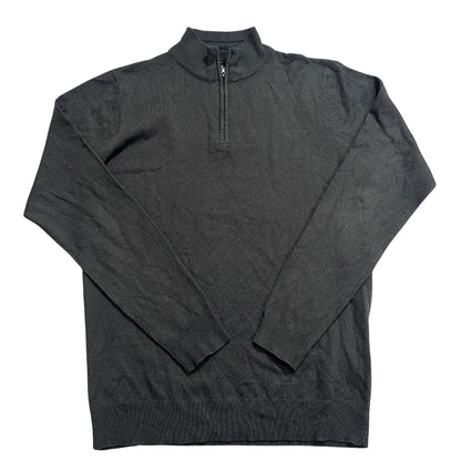 Threadbare® Charcoal Quarter Zip Knit Sweater-M