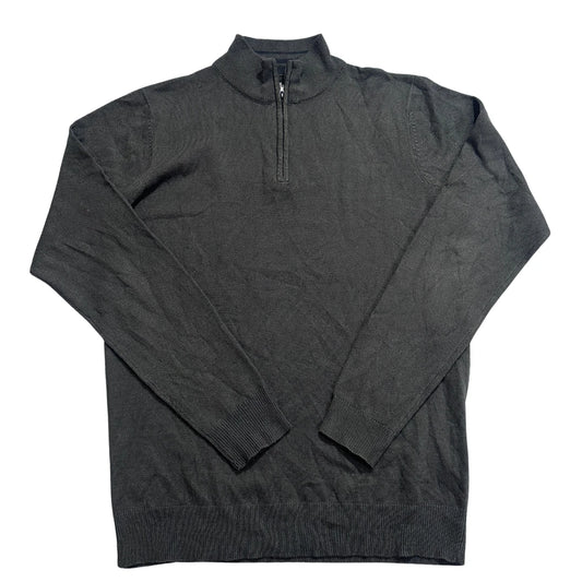 Threadbare® Charcoal Quarter Zip Knit Sweater-M