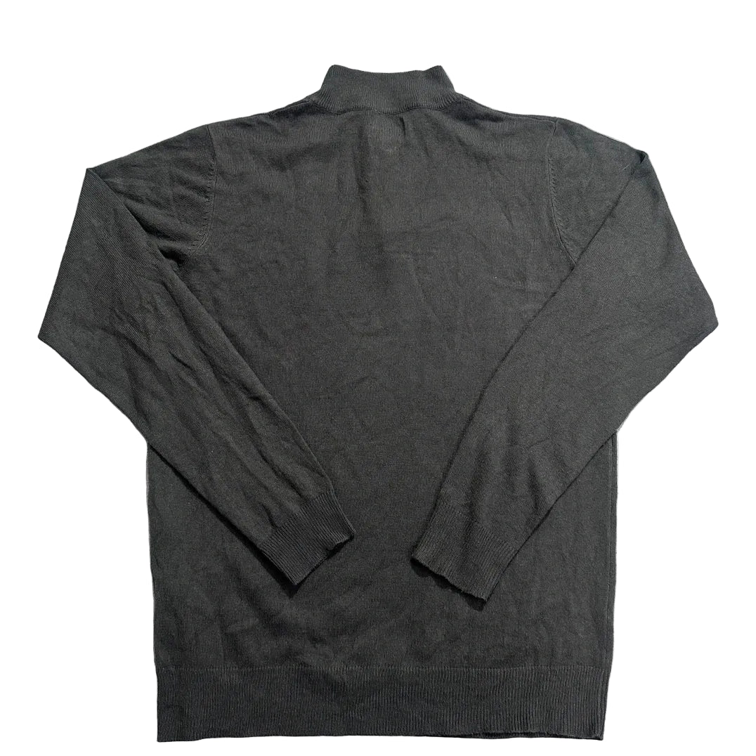 Threadbare® Charcoal Quarter Zip Knit Sweater-M