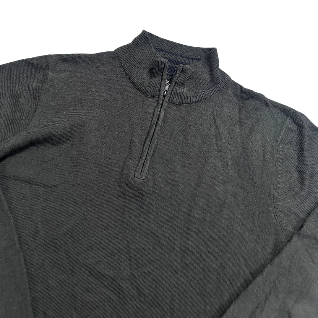 Threadbare® Charcoal Quarter Zip Knit Sweater-M
