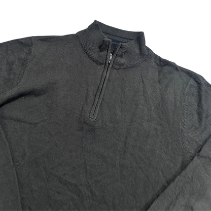 Threadbare® Charcoal Quarter Zip Knit Sweater-M