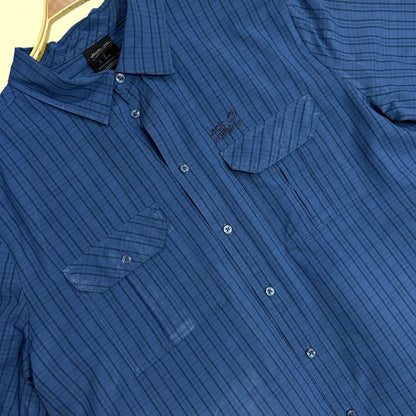 🧥 Jack Wolfskin Men’s Outdoor Button-Up Shirt – Blue Check