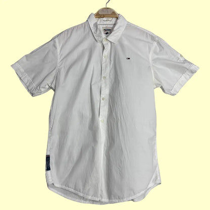 🤍 Tommy Hilfiger Denim Short Sleeve Button-Up Shirt – White