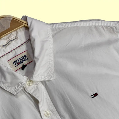 🤍 Tommy Hilfiger Denim Short Sleeve Button-Up Shirt – White