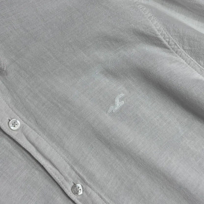 🤍 Hollister California Slim Fit Linen-Blend Long Sleeve Shirt – White