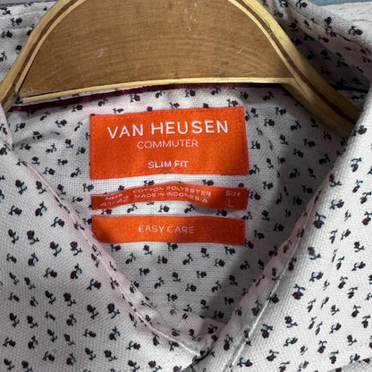 🤍 Van Heusen Commuter Slim Fit Printed Long Sleeve Shirt – White