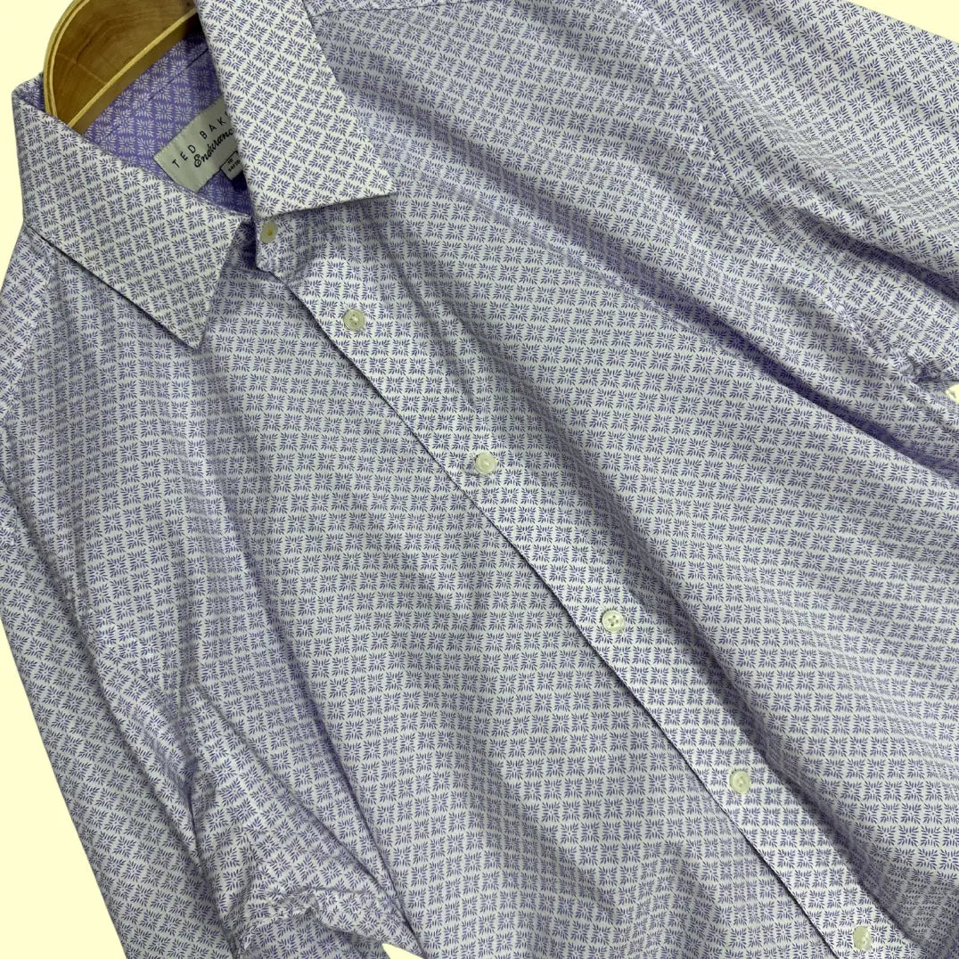 🟪 Ted Baker Endurance Men’s Long Sleeve Shirt – Geometric Print