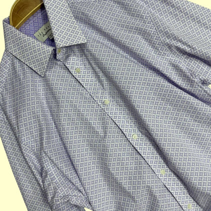🟪 Ted Baker Endurance Men’s Long Sleeve Shirt – Geometric Print