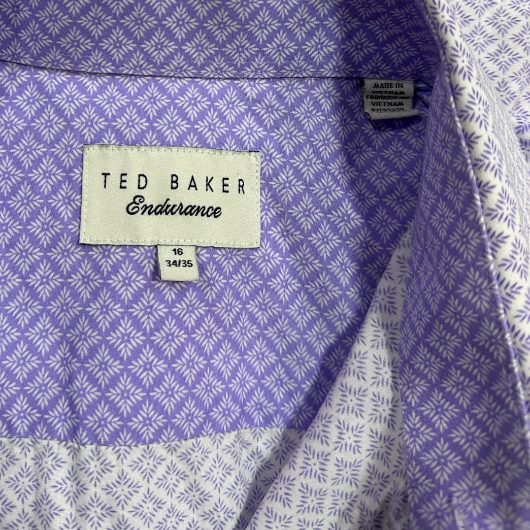 🟪 Ted Baker Endurance Men’s Long Sleeve Shirt – Geometric Print