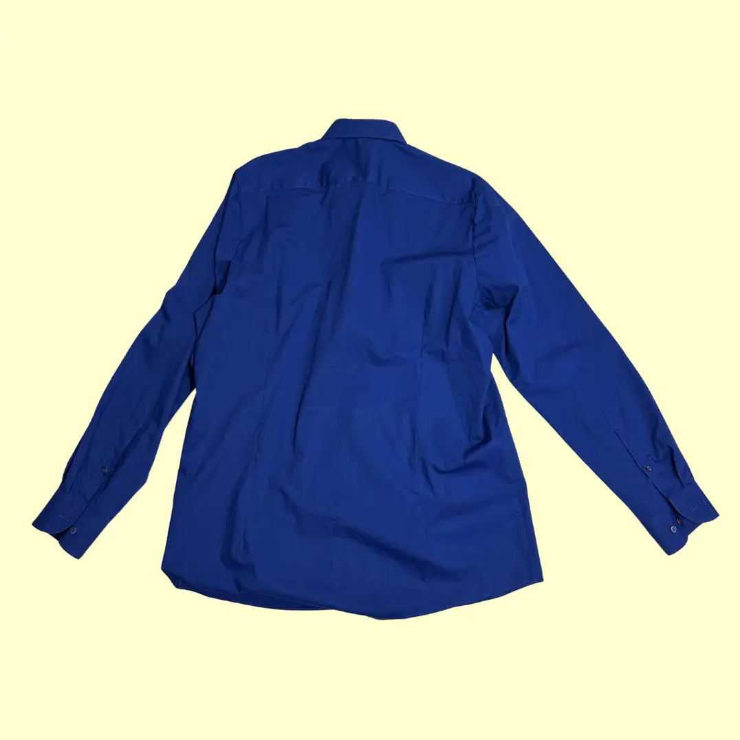 🔵 OLYMP Men’s Navy Blue Casual Dress Shirt – Button-Up