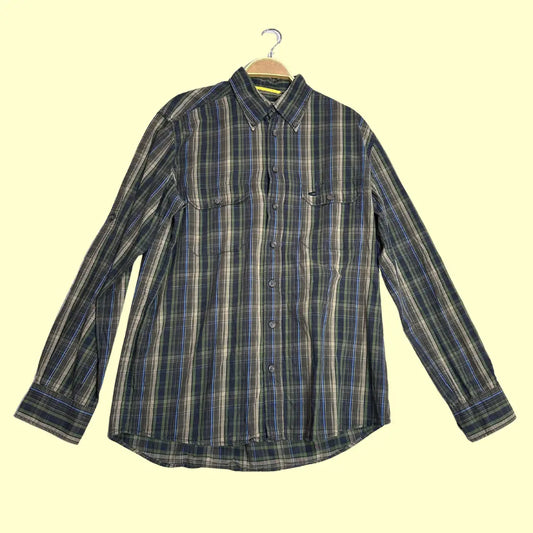 🟢 Camel Active Men’s Casual Outdoor Shirt – Green/Blue Plaid