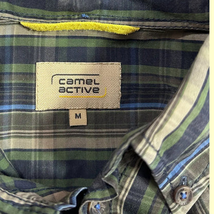 🟢 Camel Active Men’s Casual Outdoor Shirt – Green/Blue Plaid