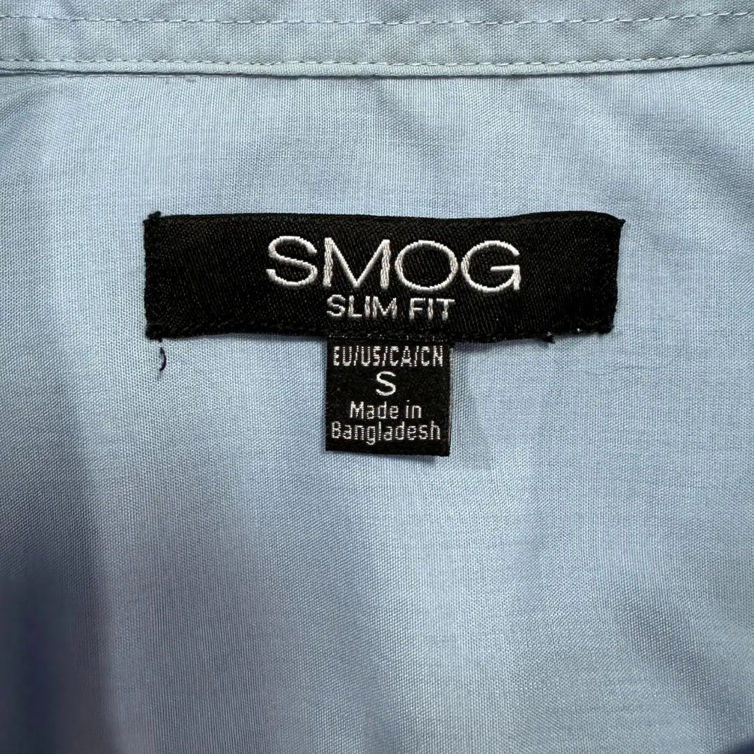 🔹 SMOG Men’s Slim Fit Dress Shirt – Light Blue