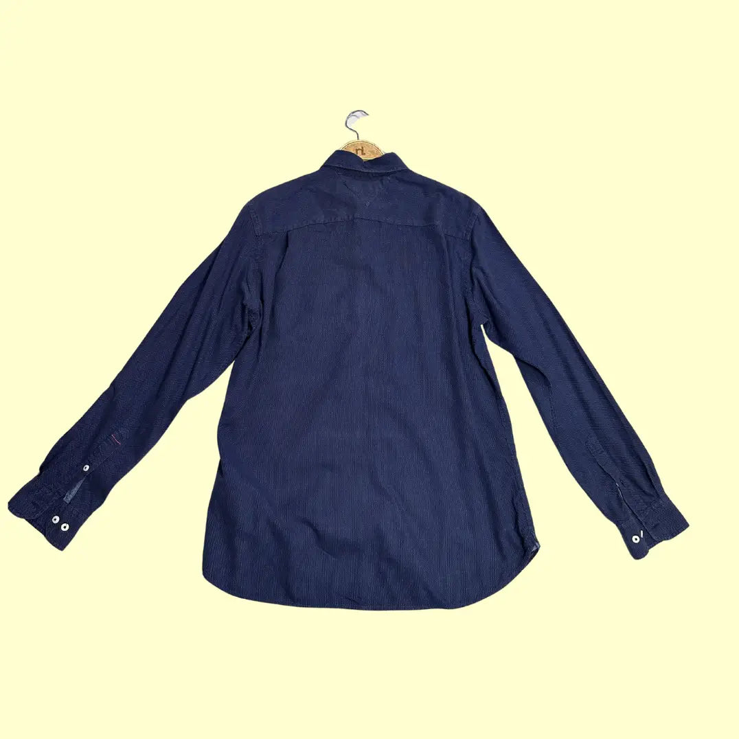 🟦 Tommy Hilfiger Men's Custom Fit Shirt – Navy Blue