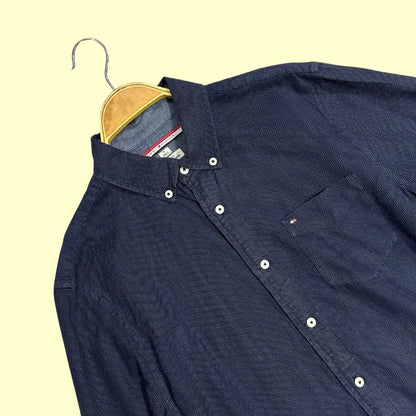 🟦 Tommy Hilfiger Men's Custom Fit Shirt – Navy Blue