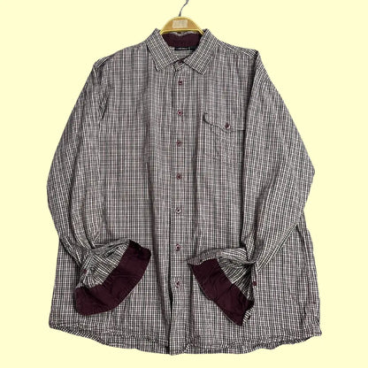 Livergy Burgundy Check Casual Shirt – Men’s Size