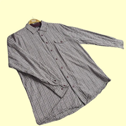 Livergy Burgundy Check Casual Shirt – Men’s Size