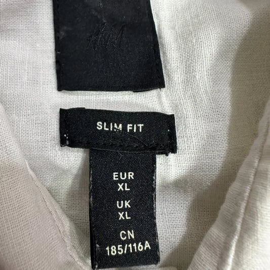 H&M Slim Fit White Linen Shirt – Size XL – Lightweight & Breathable