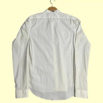 Zara Man Slim Fit White Mandarin Collar Shirt (Made in Spain)