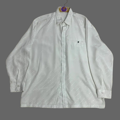HUGO BOSS White Patterned Dress Shirt|CHEST 24