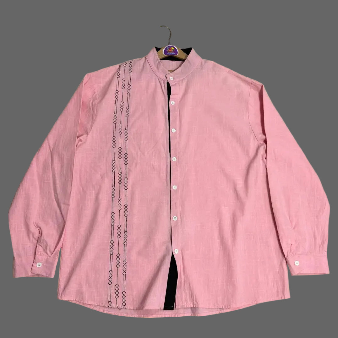 Pink Embroidered Casual Shirt|CHEST 23