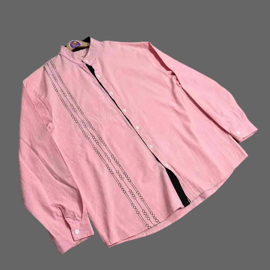 Pink Embroidered Casual Shirt|CHEST 23