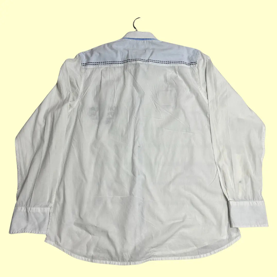 🧥 SMOG Men’s Embroidered White Shirt – Regular Fit – Size L