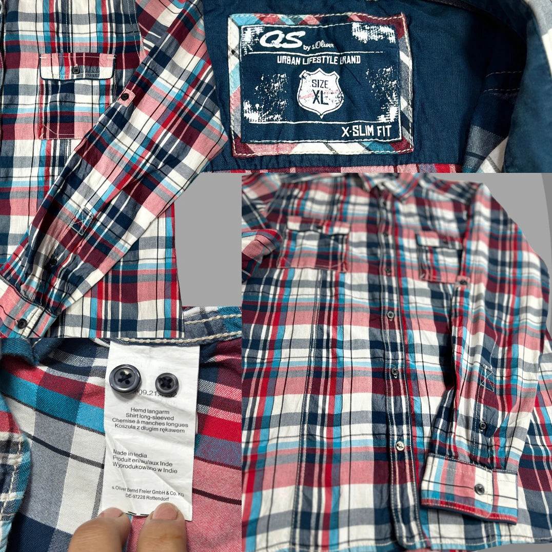 S. OLIVER® Bold multicolor checkered full sleeve shirt with a rugged urban vibe|CHEST 24