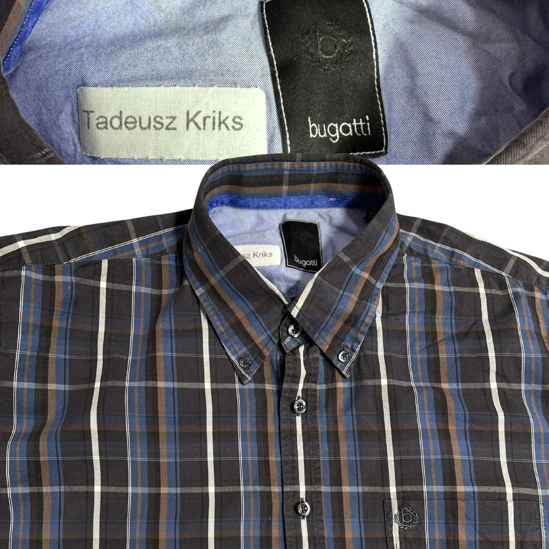 Bugatti Men’s Long Sleeve Checkered Button Down Shirt 👔✨ |CHEST25