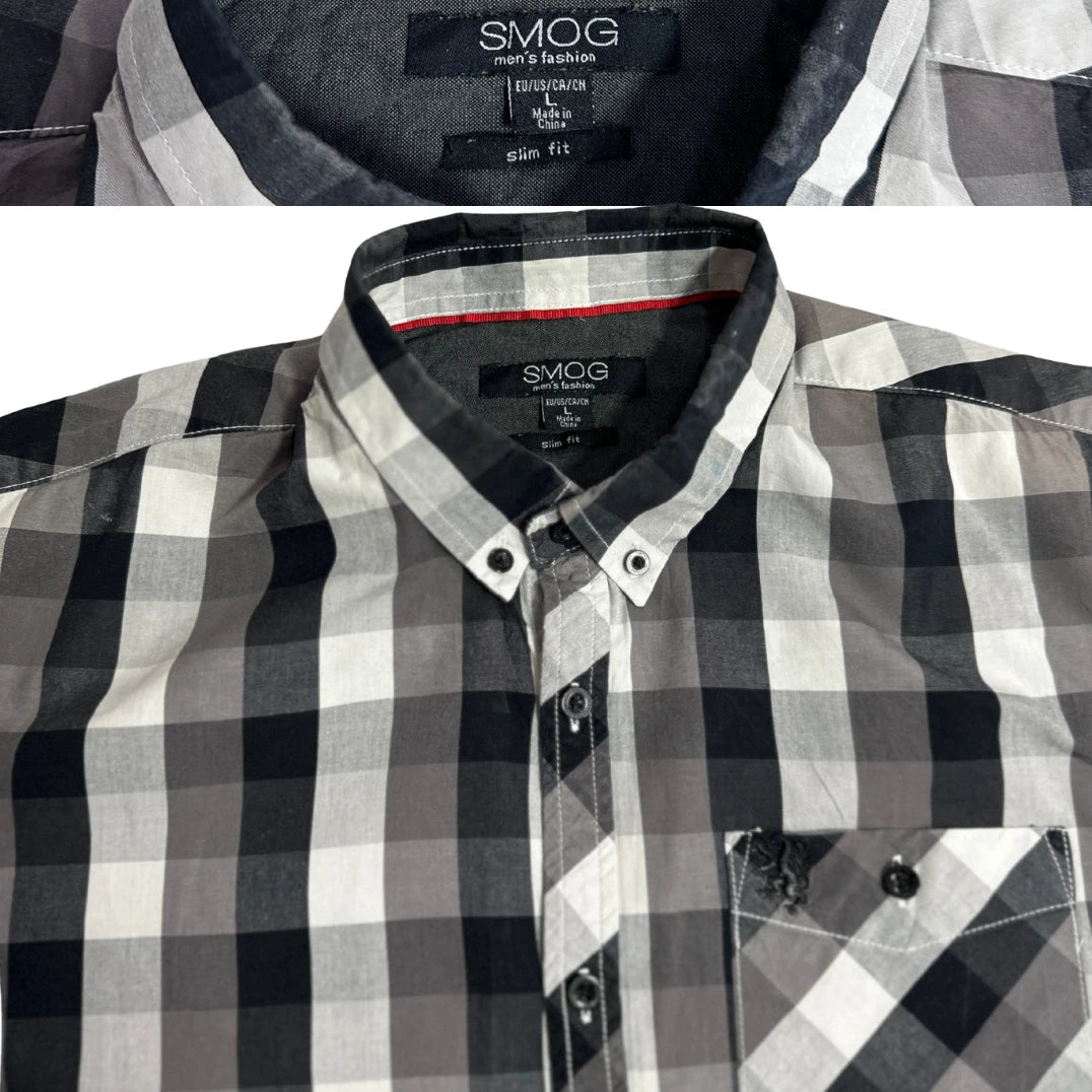 SMOG Men’s Slim Fit Checkered Button Down Shirt 👔|CHEST22