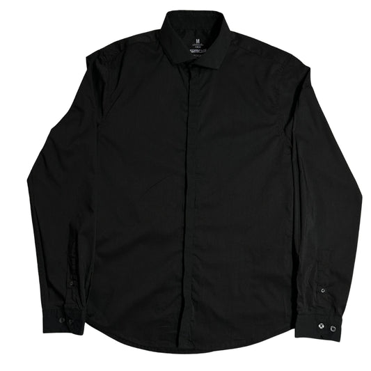 SMOG Men’s Slim Fit Solid Black Button Down Shirt 🖤👔|CHEST20.5