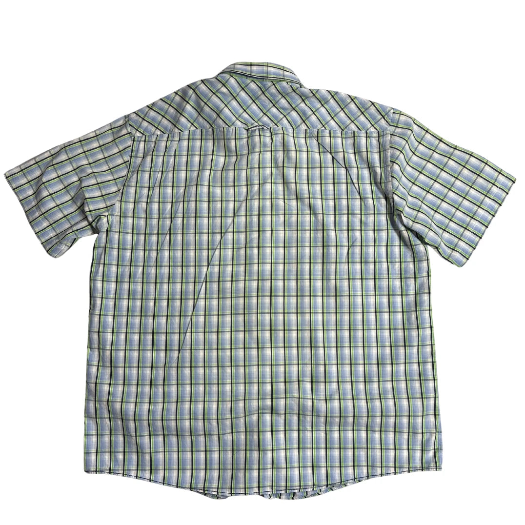 Casa Moda Green & Blue Check Short Sleeve Button-Down Shirt 👕|CHEST 25.5