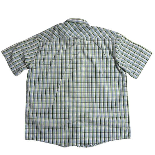 Casa Moda Green & Blue Check Short Sleeve Button-Down Shirt 👕|CHEST 25.5