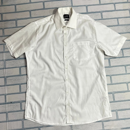 James & Nicholson Classic White Short Sleeve Button-Down Shirt |CHEST 23