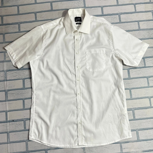 James & Nicholson Classic White Short Sleeve Button-Down Shirt |CHEST 23
