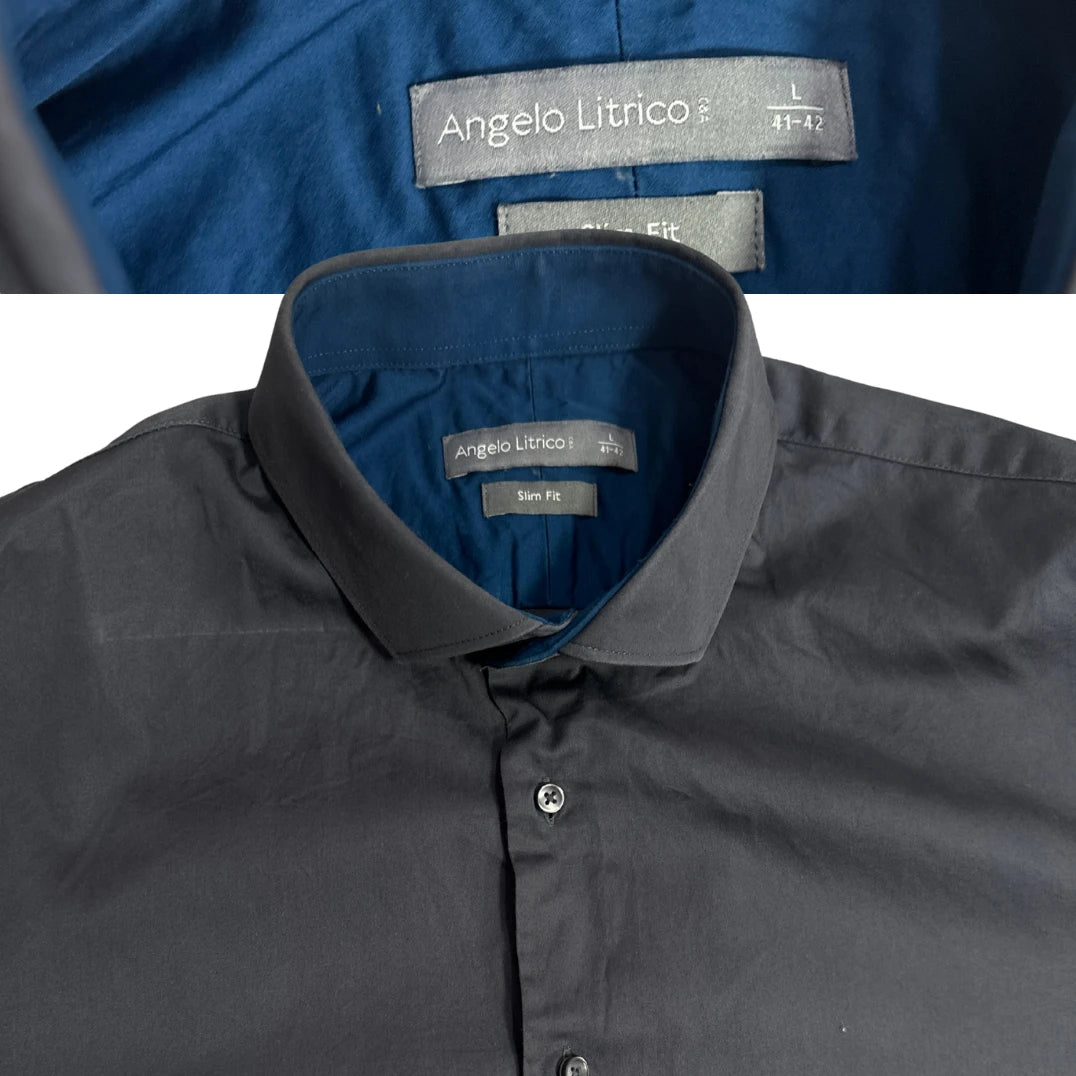 Angelo Litrico Slim Fit Charcoal Button-Down Shirt 👔CHEST 22.5