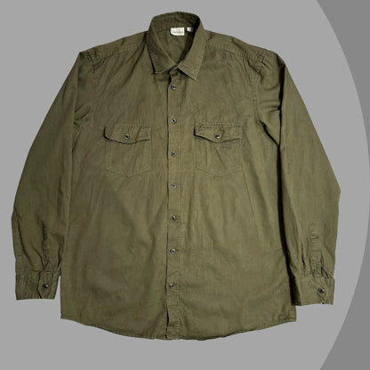 Watson’s Men’s Olive Green Utility Button-Down Shirt |CHEST 23