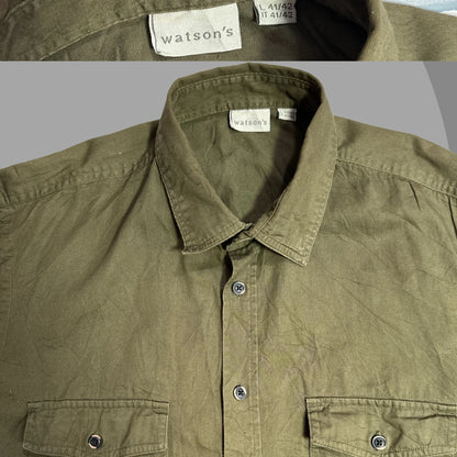 Watson’s Men’s Olive Green Utility Button-Down Shirt |CHEST 23