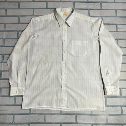 Via Funtayo Men’s White Pinstripe Button-Down Shirt|CHEST 22