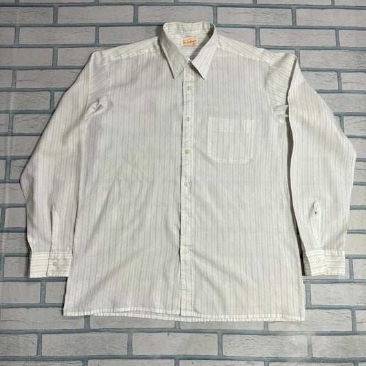 Via Funtayo Men’s White Pinstripe Button-Down Shirt|CHEST 22