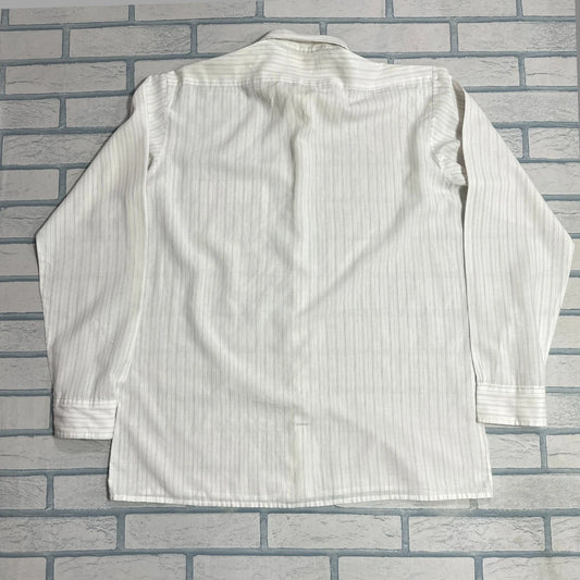 Via Funtayo Men’s White Pinstripe Button-Down Shirt|CHEST 22