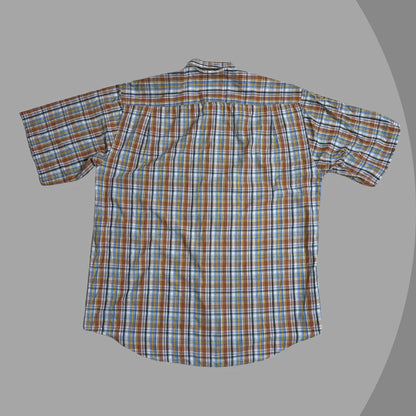 VUNIC Men’s Multicolor Checkered Short Sleeve Button-Down Shirt|CHEST 24