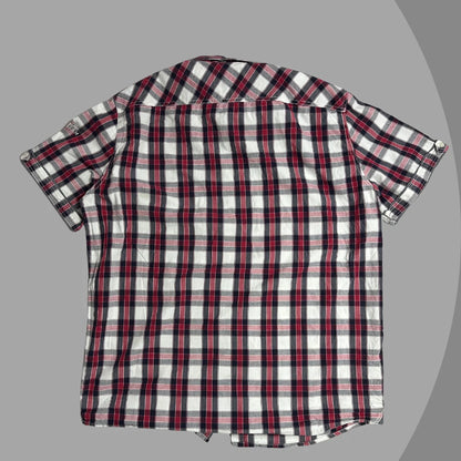 Jean Pascale Men’s Red & Grey Checkered Short Sleeve Button-Down Shirt XXL|CHEST 24