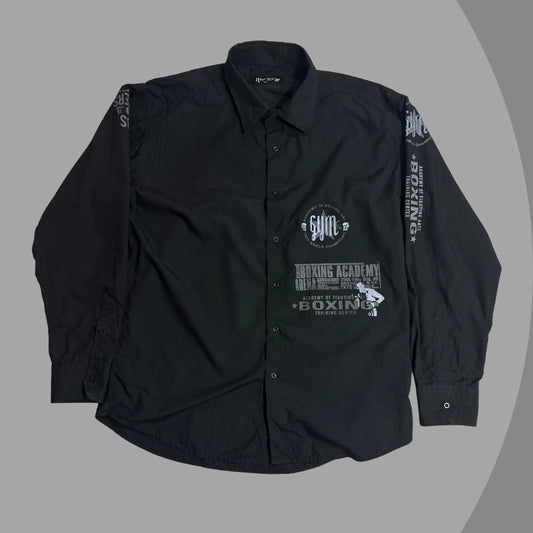 Nine Divine Black Graphic Button-Down Shirt 👔|CHEST 23.5