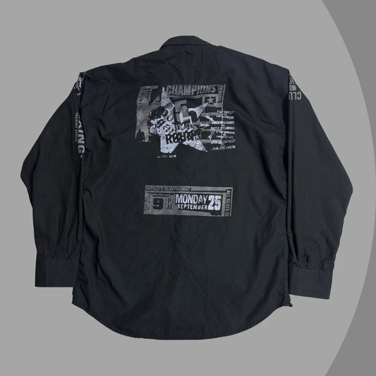 Nine Divine Black Graphic Button-Down Shirt 👔|CHEST 23.5