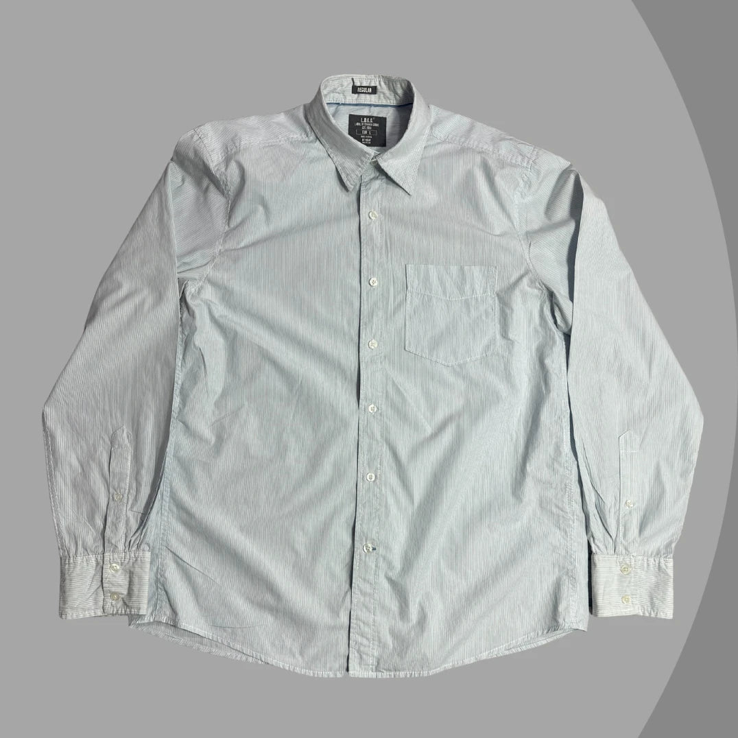 L.O.G.G Light Blue Pinstripe Button-Down Shirt 👔|CHEST 23