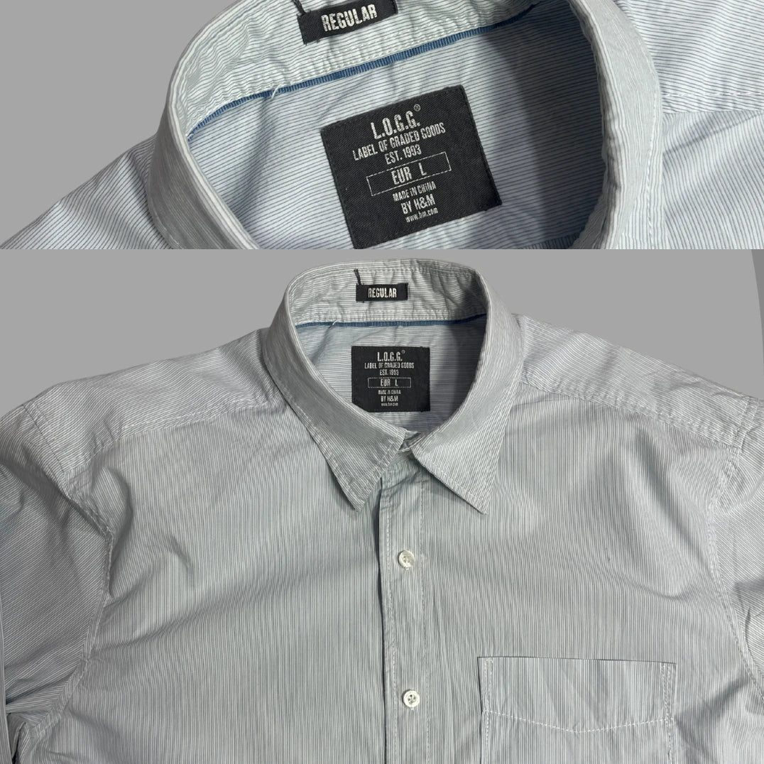 L.O.G.G Light Blue Pinstripe Button-Down Shirt 👔|CHEST 23