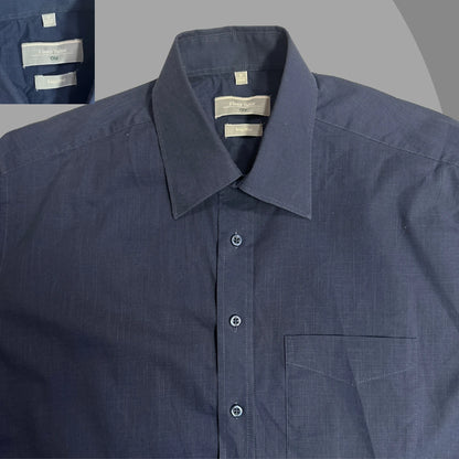 Finest Tailor City Navy Blue Short Sleeve Button-Down Shirt 👔💙|CHEST 22